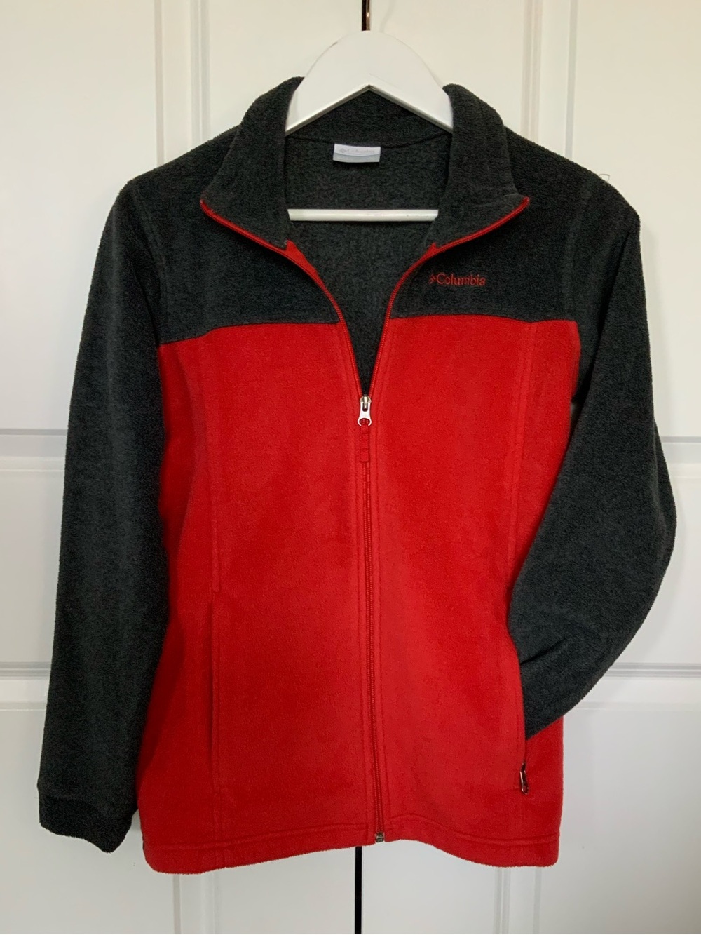 Columbia Boys Steens Mountain II Fleece Jacket, L 14/16, Red / Black, WB6760